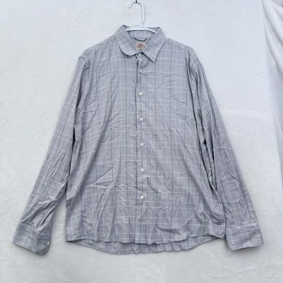 Faherty Other - Faherty Movement Shirt Mens L Blue Plaid Windowpane Pima Cotton Button Down